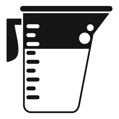 Bir ölçü kabının basit siyah simgesi, genellikle malzemeleri ölçmek ve pişirmek için kullanılır.