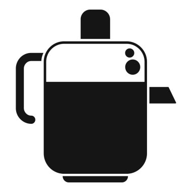 Kapağı açık, içinde kaynar su bulunan, kahvaltı ve çay saati için ideal bir modern elektrikli çaydanlığın siyah simgesi.