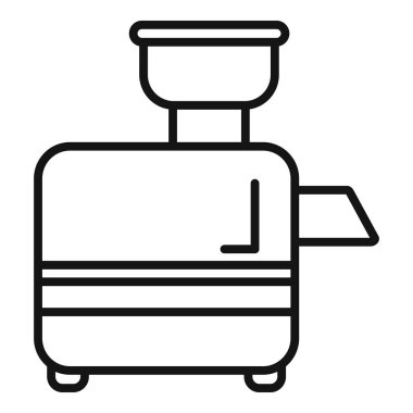 Üzerinde konteynır olan öğütücü ezici bir makinenin basit çizgi resim simgesi