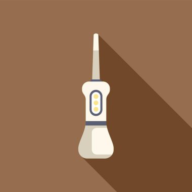 Kahverengi arka planda uzun gölgesi olan beyaz elektrikli su temizleyicisi.