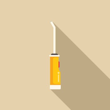 Bej arka planda uzun gölgesi olan sarı elektrikli mutfak çakmağı.