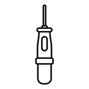 Elektrikli süt köpüğünün çizgi sanat simgesi, kahve ve diğer içecekler için köpüklü süt üretmek için modern bir mutfak aleti.