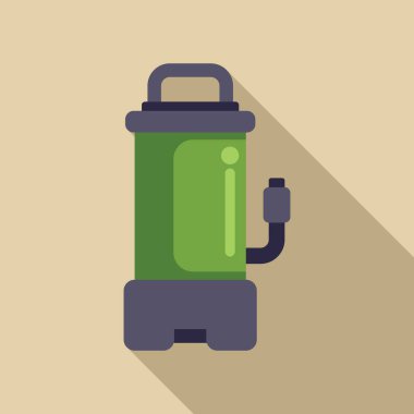 Yerde duran yeşil su pompası bahçe sulama sistemi için tasarlanmış.