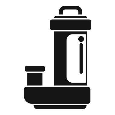 Modern bir su arıtıcısının siyah silüeti, temiz ve arıtılmış içme suyu sunuyor.