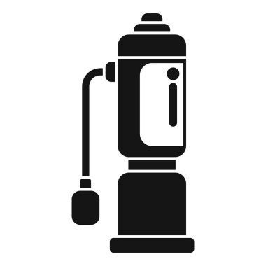 Isı sensörlü modern elektronik su ısıtıcısının siyah simgesi.