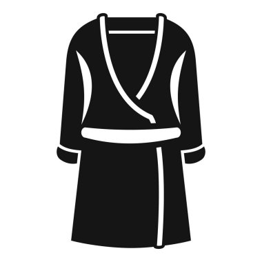 Askıda asılı siyah bornoz, basit stil, beyaz arka planda izole.