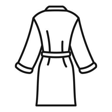 Bu basit siyah beyaz simge bir bornoz tasvir ediyor, rahatlama, oteller ve konfor projeleri için mükemmel.