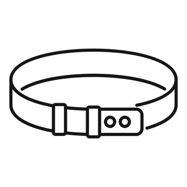 Beyaz arka planda izole edilmiş, tokalı, deri bir kemerin basit çizimi.