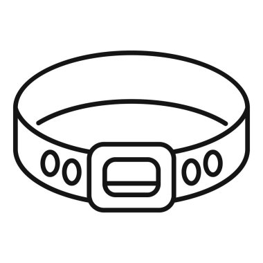 Tokalı bir köpek tasmasının basit çizimi, evcil hayvan dükkanı ve hayvan bakımı görselleri için mükemmel.