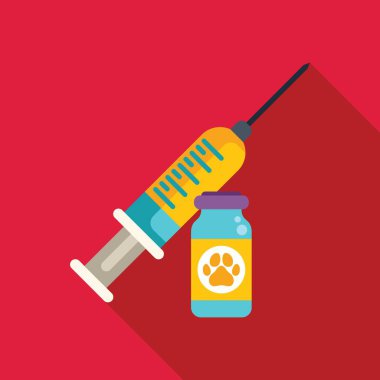 Veteriner şırıngası ve aşı şişesinde evcil hayvanlar için önemli ilaçlar var.