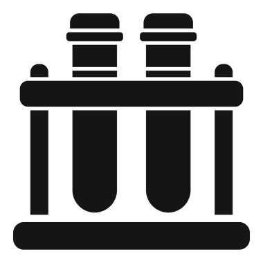 Tahta bir rafta duran iki test tüpünün ikonu bir kimya deneyini temsil ediyor.