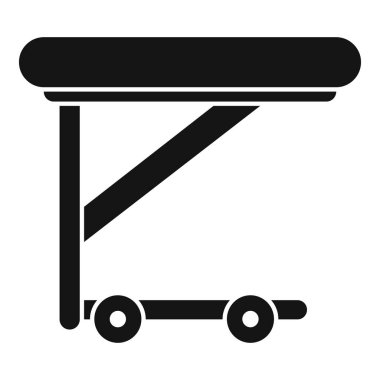 Sağlık, muayene ve tıbbi tedaviyi temsil eden tekerlekli bir kanepenin basit bir simgesi.