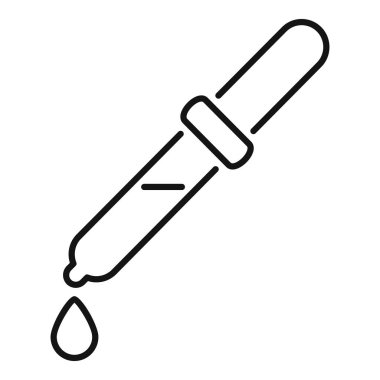 Kimya, bilim ve araştırmayı temsil eden sıvıyı damlatan bir pipetin basit çizgi simgesi