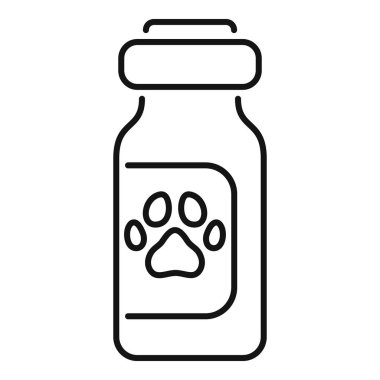 Beyaz arka planda izole edilmiş evcil hayvanlar için ilaç içeren siyah beyaz bir ikon.