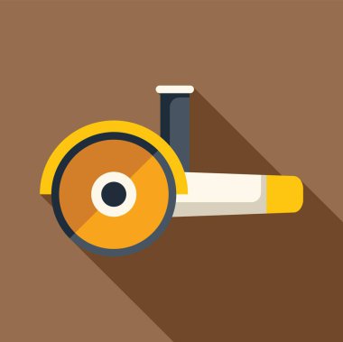 Sarı açılı öğütücü, kahverengi arka planda bir gölge bırakıyor.