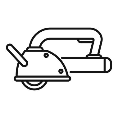 Açı öğütücü kesme makinesi beyaz arkaplanda izole edilmiş web tasarımı için metal çizgi simgesi kesmek için kullanılıyor