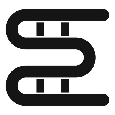 Isıtılmış havlu korkuluğunun siyah simgesi. Havluları ısıtmak ve kurutmak için tuvaletlerde sıkça kullanılır.