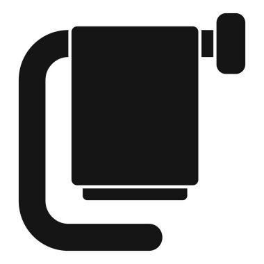 Tuvalet kağıdı rulosu olan duvara monte edilmiş siyah bir siluet.