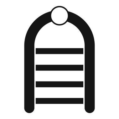 Beyaz arkaplanda izole edilmiş basit bir şekilde simgeyi kontrol etmek için siyah metal detektör kapısı