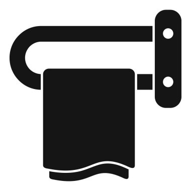 Isıtılmış tırabzanda asılı duran havlunun simgesi. Banyo iç tasarım kavramları için ideal.
