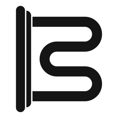 Isıtılmış havlu korkuluğunun siyah silueti nemli havluları kurutmak ve banyoya biraz lüks katmak için mükemmel.