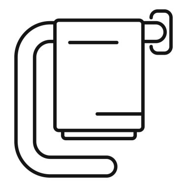 Kağıt rulolu tuvalet kağıdı tutacağının basit çizgi simgesi, duvara monte edilmiş.