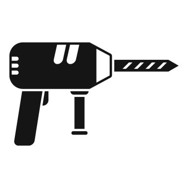 Güçlü bir elektrikli matkabın siyah silueti, inşaat, yenileme ve diy projeleri için temel araç