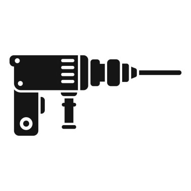 Beton ve taş delmek için güçlü bir döner çekiç matkabının siyah silueti.