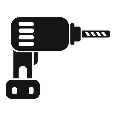 Kablosuz matkabı temsil eden siyah simge simgesi, genellikle inşaat ve diy projelerinde kullanılan bir araçtır