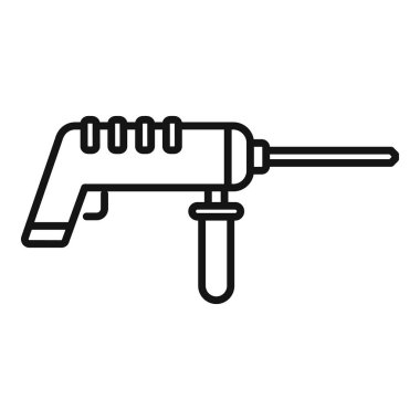 Bu basit siyah beyaz simge, inşaat ve yıkım ile ilgili projeler için mükemmel bir inşaat matkabını temsil ediyor.