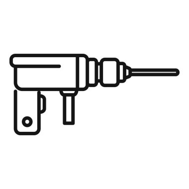 Bir çekiç matkabının basit çizgili sanat simgesi, genellikle sert materyalleri delmek ve delmek için kullanılan projelerde kullanılır.