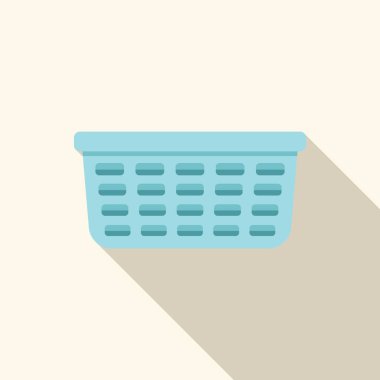 Boş plastik çamaşır sepeti döküm gölgesi, ev işi simgesi düz stil