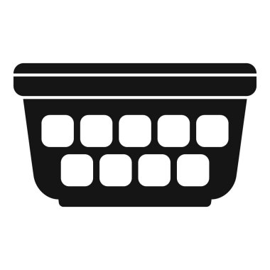 Giysileri taşımak ve depolamak için dikdörtgen delikli basit bir çamaşır sepetinin simgesi.