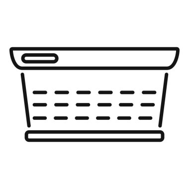 Yıkanmak için duran boş plastik çamaşır sepeti.