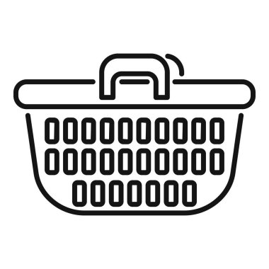 Bu simge, çevrimiçi satın almayı ve perakende sektörünü sembolize eden boş bir alışveriş sepeti tasvir ediyor