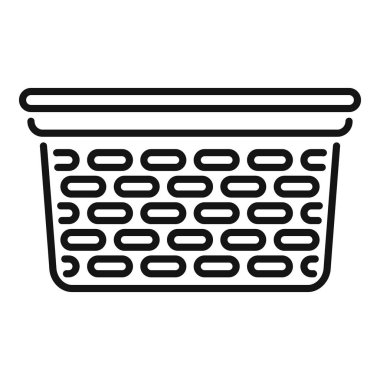 Kirli çamaşırlarla doldurulmayı bekleyen bir sürü deliği olan boş plastik çamaşır sepetini temizle.