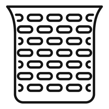 Buruşmuş kağıt atıklarıyla dolu bir ofis çöp kutusunun basit satır simgesi