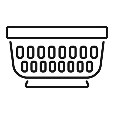 Beyaz arkaplanda duran boş plastik alışveriş sepetinin basit simgesi