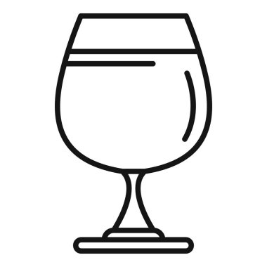 Şarap kadehinin basit sanat simgesi ayakta duruyor, şarapla dolu.