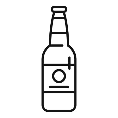 Boş etiketli ve kapaklı cam bira şişesi duruyor