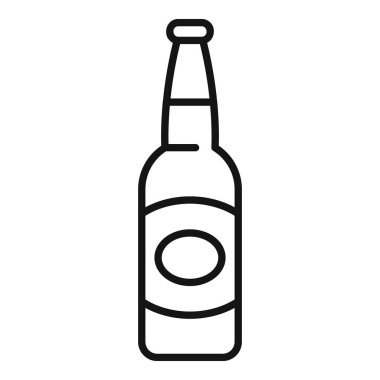 Bira fabrikası, içecek ve bar temalarını temsil etmek için uygun klasik bir bira şişesi tasarımı içeren minimalist illüstrasyon