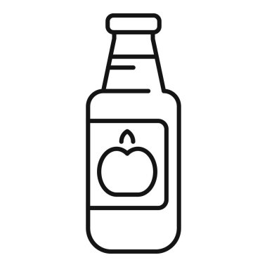 Bir şişe elma suyunun siyah beyaz simgesi taze sıkılmış organik elmaları gösteriyor.