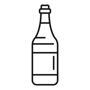 Şampanya şişesinin çizgi çizimi, kutlama ve şenlikli içecekleri temsil etmek için mükemmel.