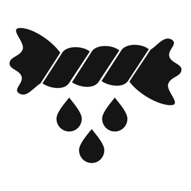 Islak bir ipin siyah beyaz simgesi damlayan su, yağmuru, nemi ya da denizcilik temasını simgeliyor.