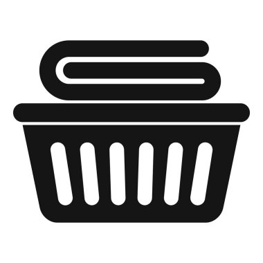 Çamaşır sepetinin katlanmış temiz havluları tutan simgesi.