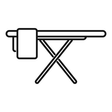 Yan tarafında katlanmış bir bez olan ütü masasının basit bir çizimi