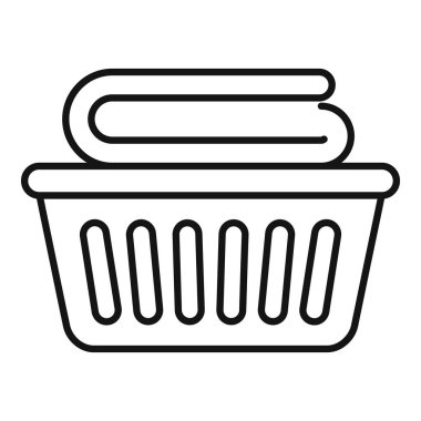 Temiz havlularla dolu basit bir çamaşır sepeti çizimi, web siteleri ya da uygulamalar için mükemmel