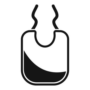 Bebek önlüğünün basit siyah beyaz simgesi, bebekler ve yeni yürümeye başlayanlar için yemek zamanını temsil etmek için mükemmel.