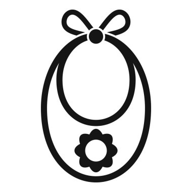 Çiçek süslemeli siyah beyaz bebek önlüğü simgesi, web siteleri ve mobil uygulamalar için ideal