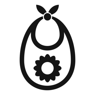 Bebek önlüğünün siyah-beyaz simgesi, elinde çiçekle beslenme aksesuarını gösteriyor.